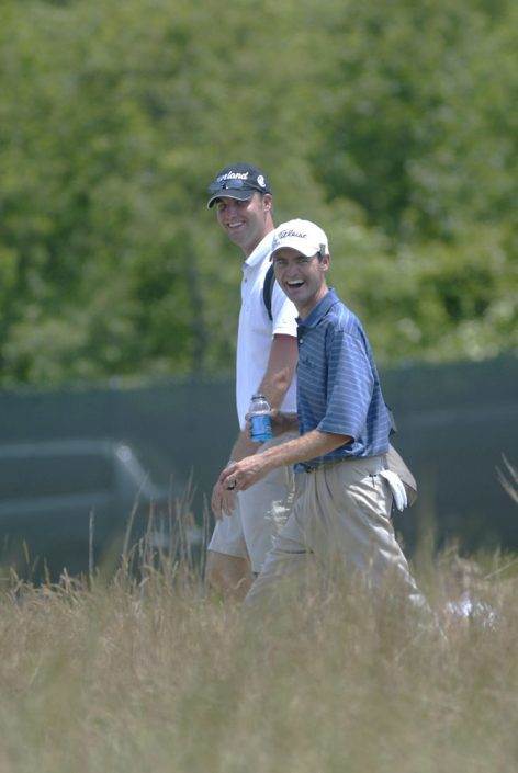 Walking with my brother and caddie - 2004 US Open Golf