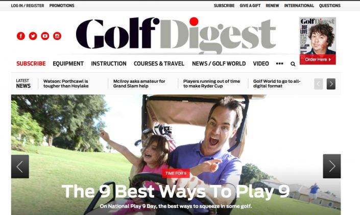 Casey on Golf Digest Homepage with daughter Julia